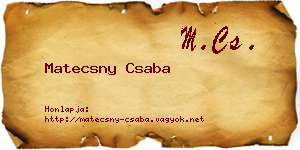 Matecsny Csaba névjegykártya